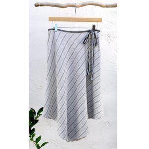 Asymmetrical Textured Linen Midi Skirt (S)